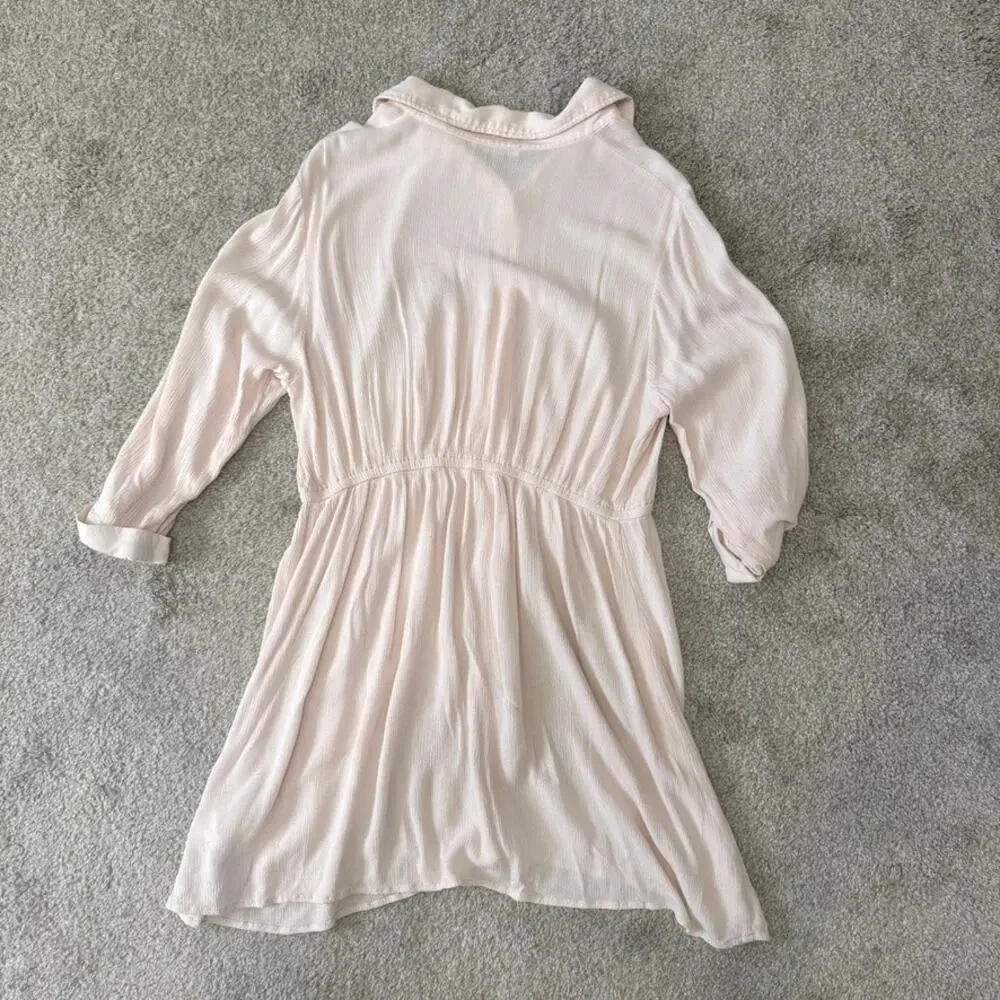 Cupshe XL crinkle swim cover up collared shirt dress SW2 3160